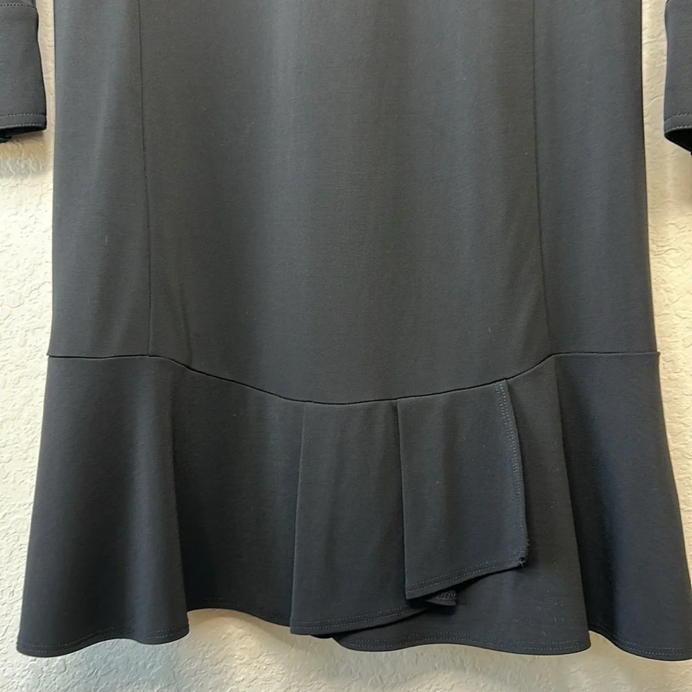 Tory Burch Foster Ruffle Hem Shift Dress Long Sleeve‎ Black Size Medium